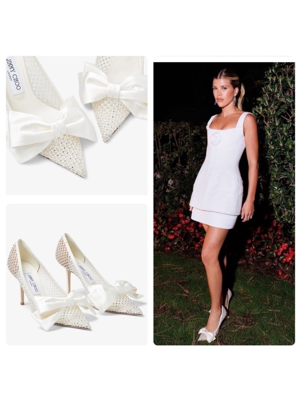 Jimmy Choo love 100 crystal embellished mesh satin bow pump pointed toe heel 38 - Picture 2 of 16